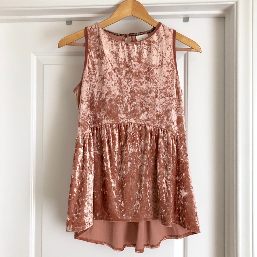 Sleeveless Babydoll Velvet Top Blouse